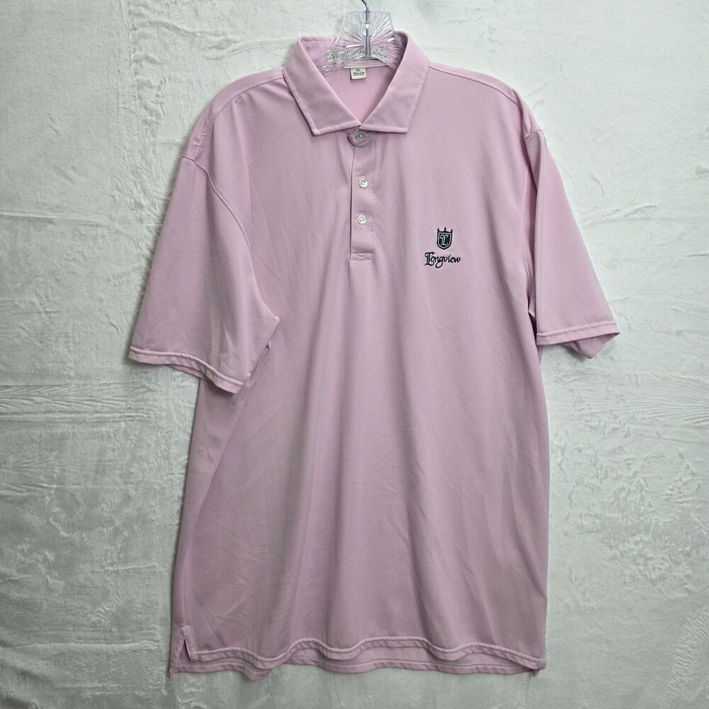 Holderness & Bourne Polo Shirt Men's Pink Graham Oxford Golf Tailored Fit Sz XL